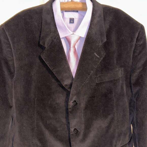 Monsieur Adolfo 49L-50L Black Corduroy Blazer Sport Jacket - Picture 3 of 9